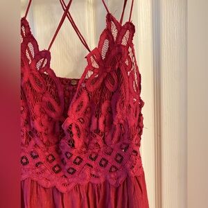 Free People Red Adella Lace Maxi Dress